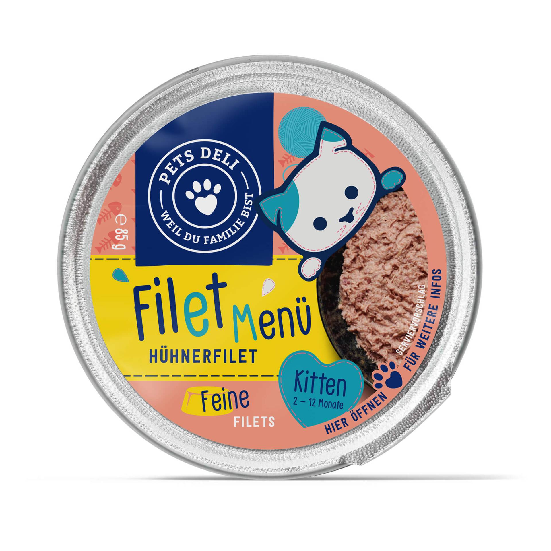 Junior Katzenfutter nass - Hühnerfilet - Kittenfutter - getreidefrei, zuckerfrei - 85g / 12er Pack von Pets Deli