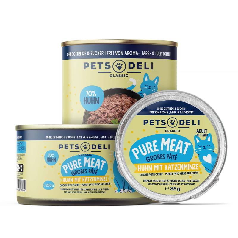 Nassfutter Huhn für Katzen - 85g / 12er Pack ✓ getreidefrei & zuckerfrei ✓ Adult von Pets Deli von Pets Deli