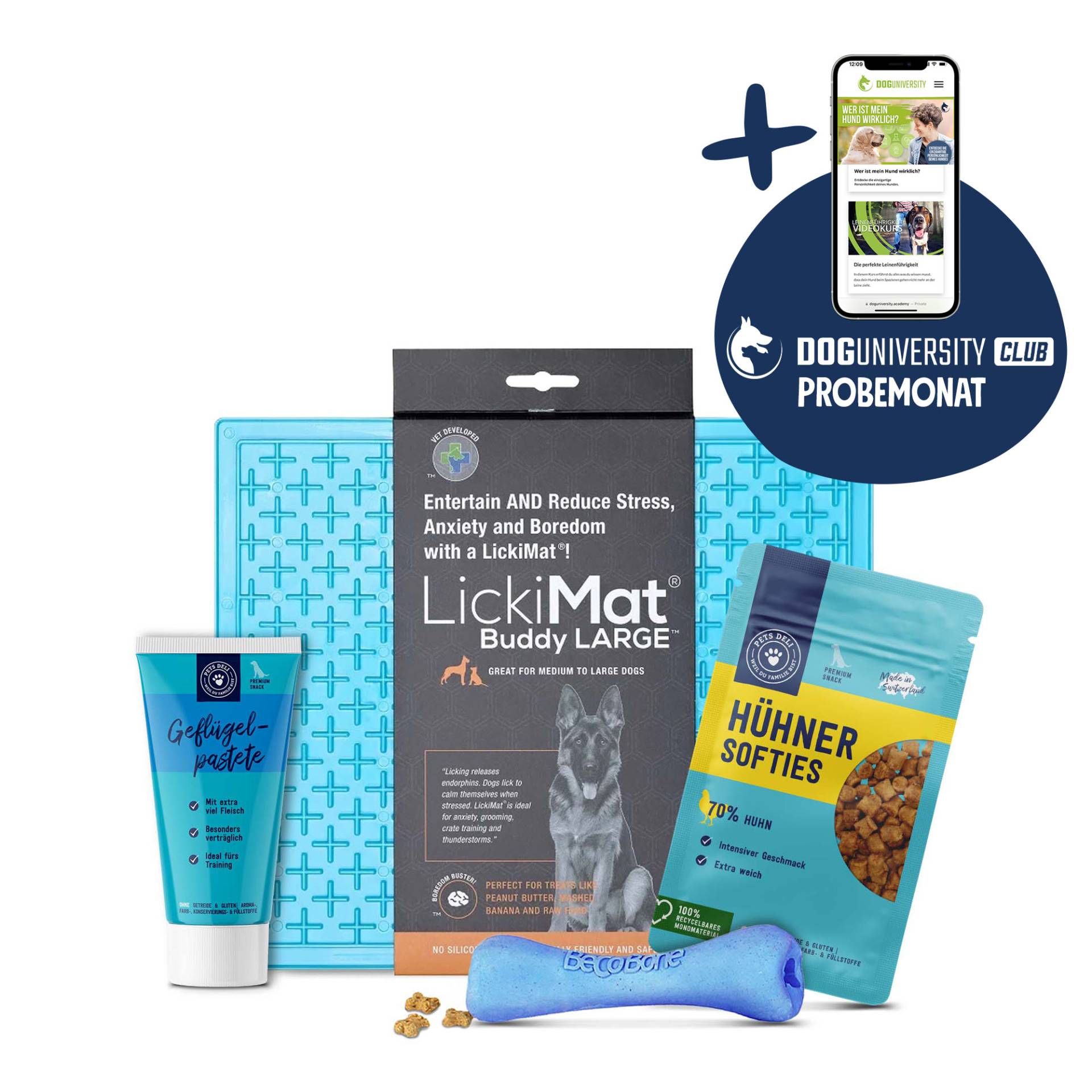 "Kau & Schlecker" Paket und Doguniversity Club Probemonat - Bundle von Pets Deli