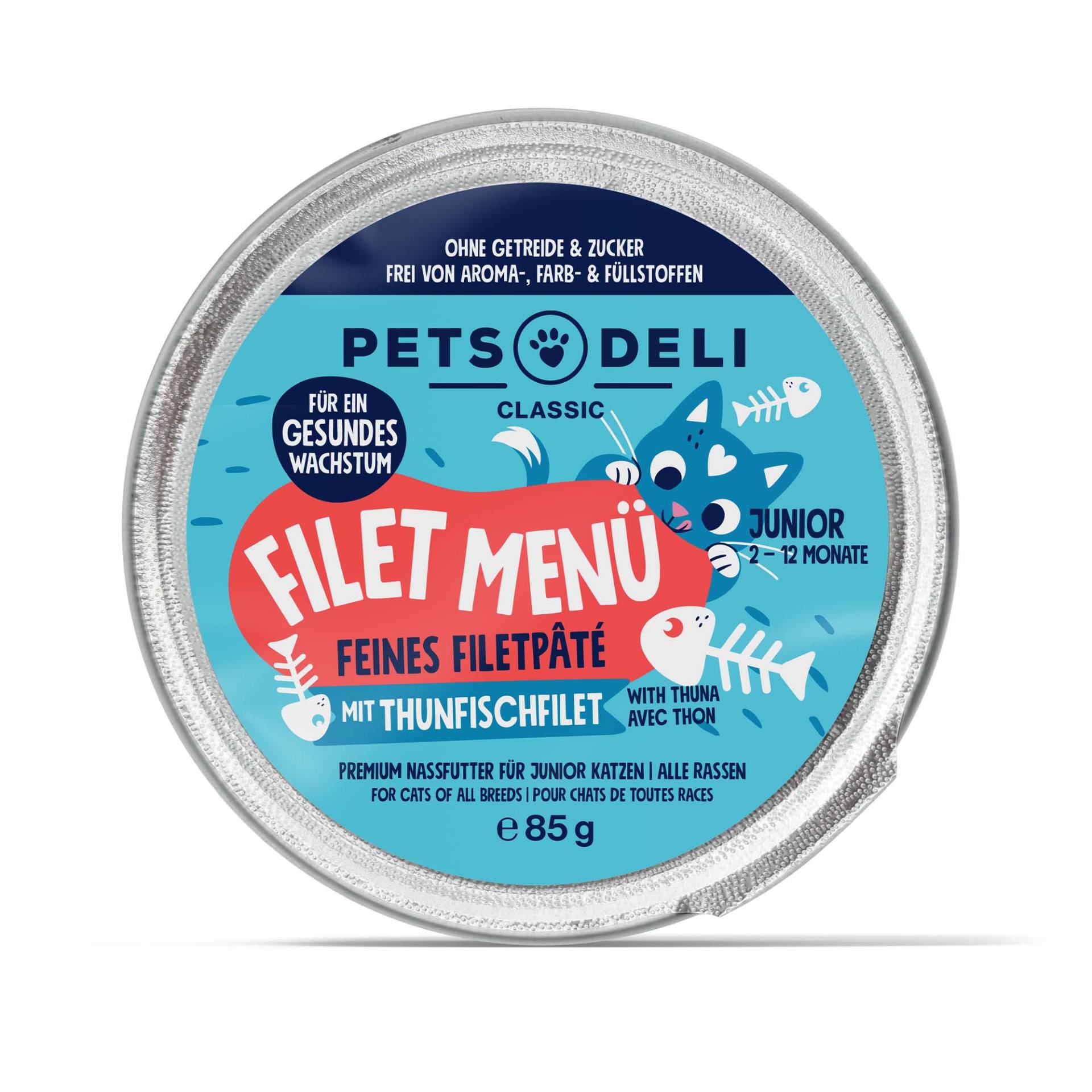 Kitten Nassfutter "Filet Menü" Thunfisch mit Basilikum - 85g / Einzeldose von Pets Deli