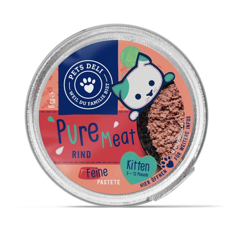 Kitten Nassfutter "Pure Meat" Rind - 400g / 6er Pack von Pets Deli