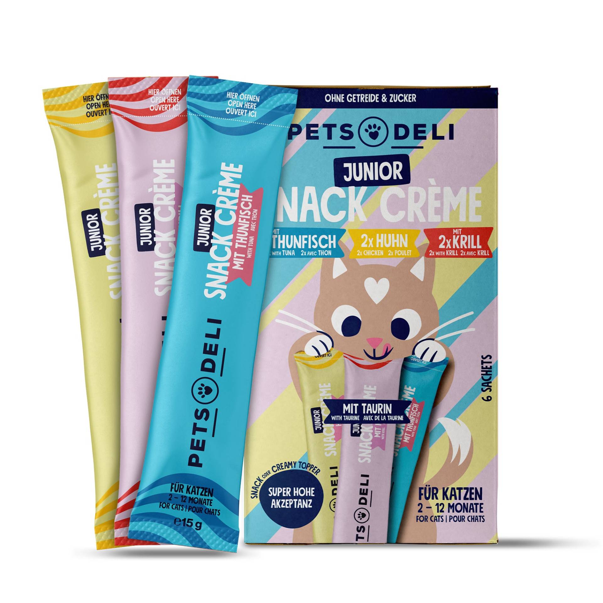 Leckerli Akzeptanz Multipack für Katzen - 6x15g ✓ getreidefrei & zuckerfrei ✓ Adult von Pets Deli von Pets Deli