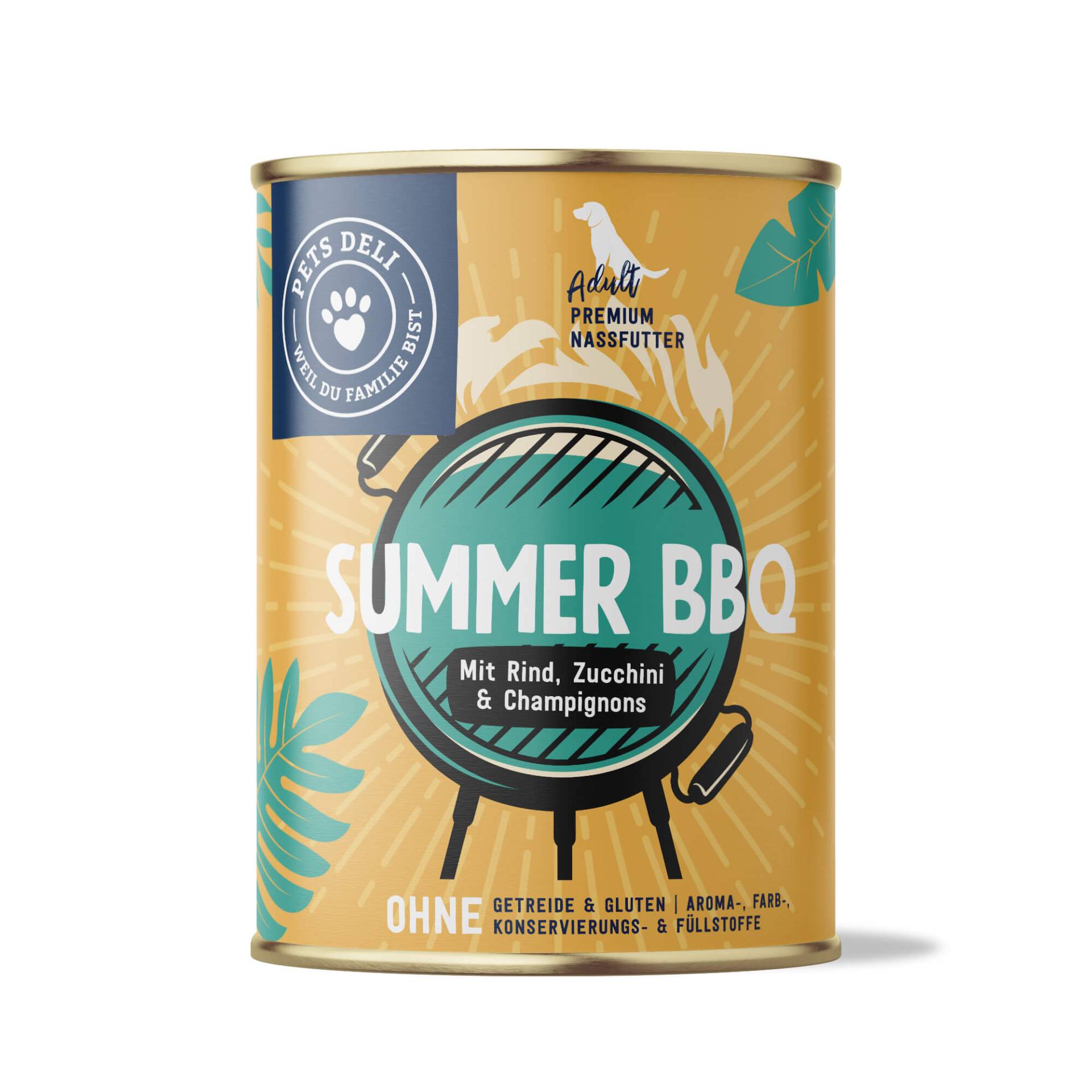 "Limited" Summer BBQ mit Rind, Zucchini & Champignons für Hunde - 400g / Einzeldose von Pets Deli