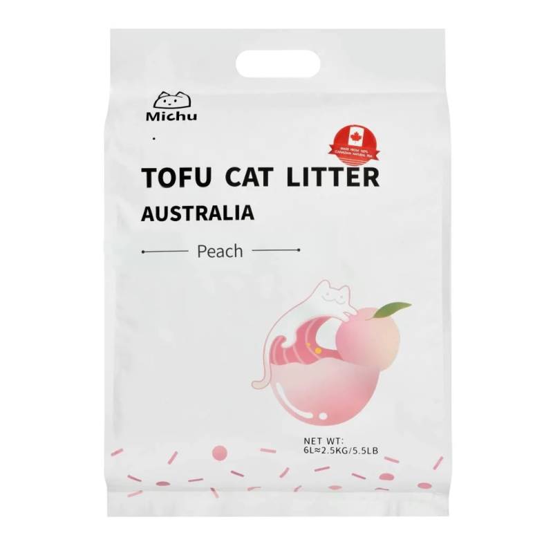 MichuPet Katzenstreu aus Tofu - Pfirsich - Pfirsich / 6 Liter von Pets Deli