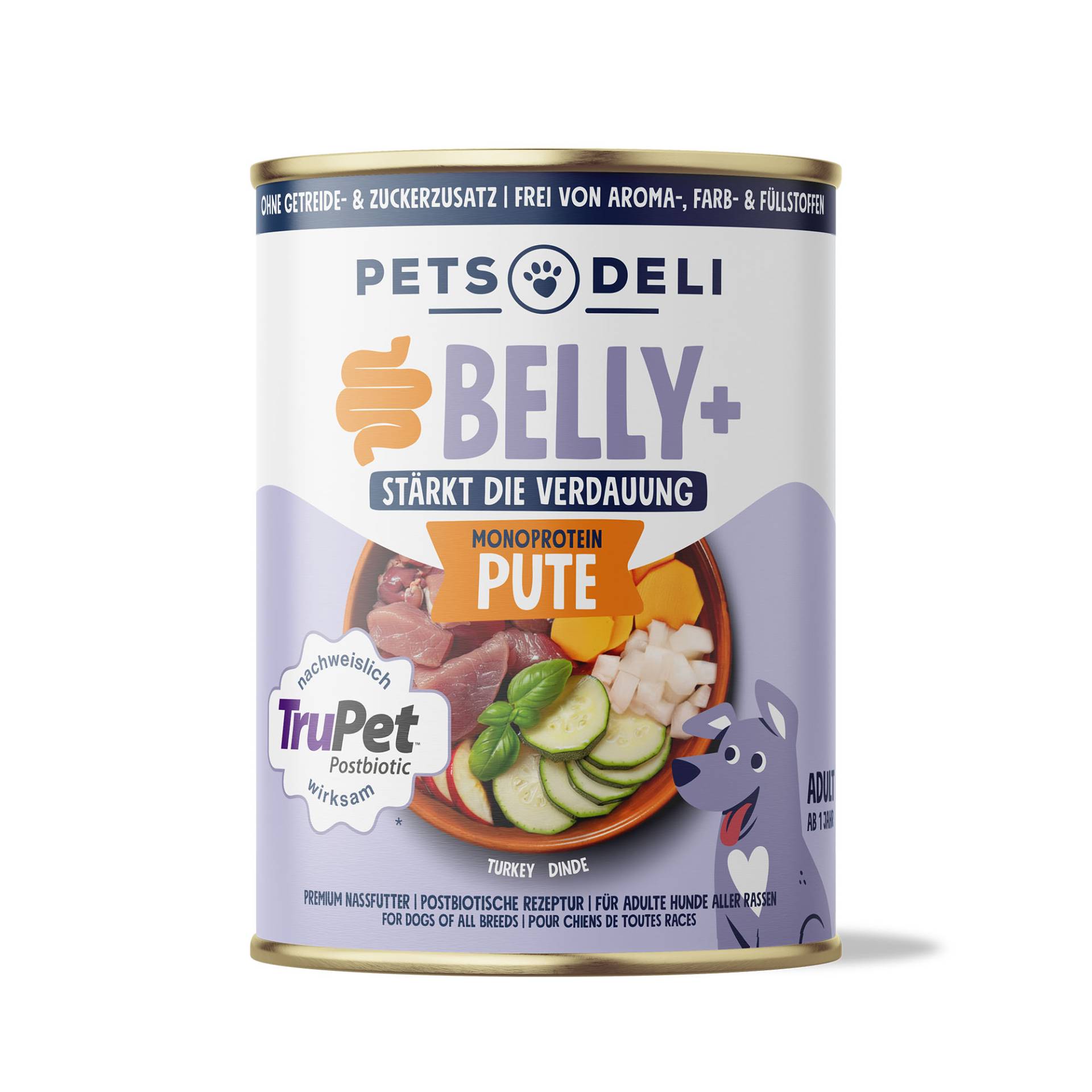 Nassfutter Belly+ Pute für Hunde - 400g / Einzeldose von Pets Deli