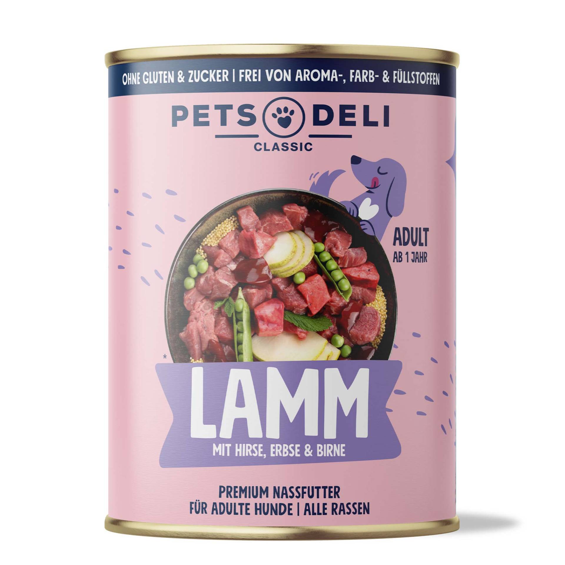 Nassfutter Lamm für Hunde - 200g ✓ getreidefrei & zuckerfrei ✓ Adult von Pets Deli von Pets Deli