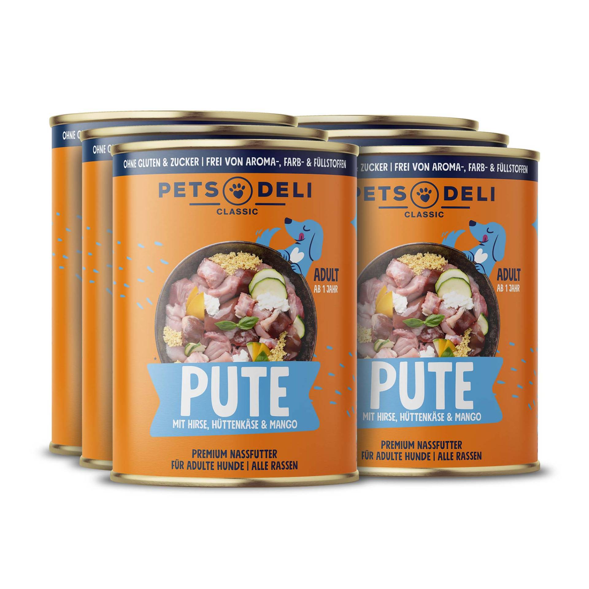 Nassfutter Pute für Hunde - 400g / 6er Pack ✓ getreidefrei & zuckerfrei ✓ Adult von Pets Deli Nassfutter Pute für Hunde - 400g / 6er Pack ✓ getreidefrei & zuckerfrei ✓ Adult von Pets Deli von Pets Deli