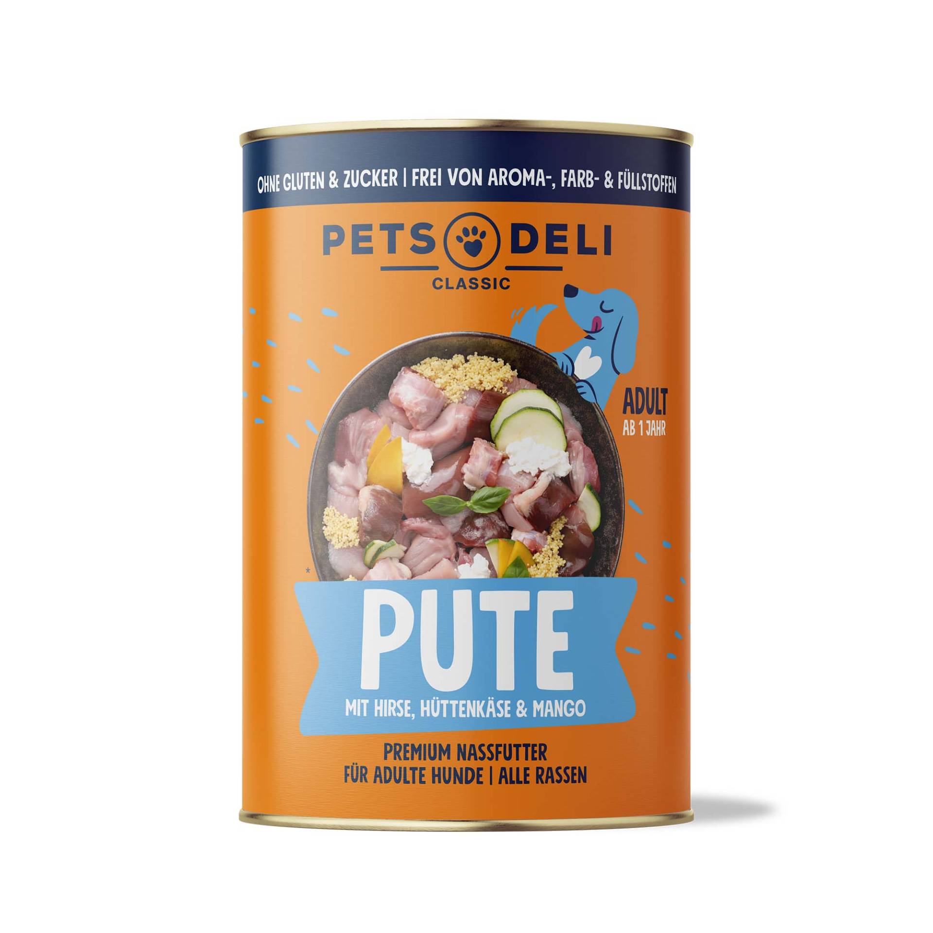 Nassfutter Pute für Hunde - 800g ✓ getreidefrei & zuckerfrei ✓ Adult von Pets Deli von Pets Deli