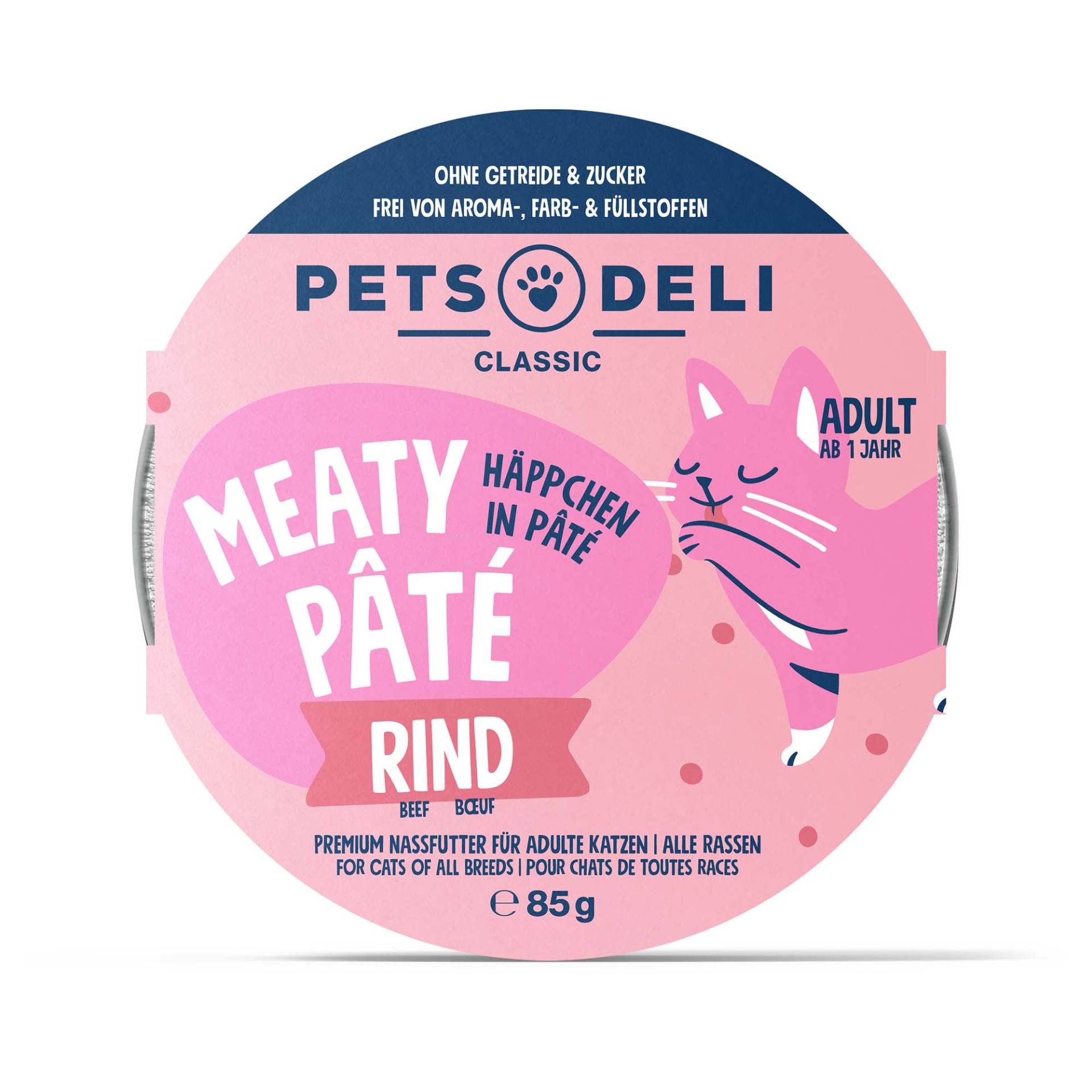 Nassfutter "Feinschmecker Pâté" Rind für Katzen - 85g / 12er Pack von Pets Deli