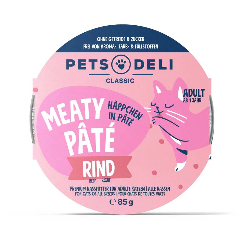 Nassfutter "Feinschmecker Pâté" Rind für Katzen - 85g / Einzeldose von Pets Deli