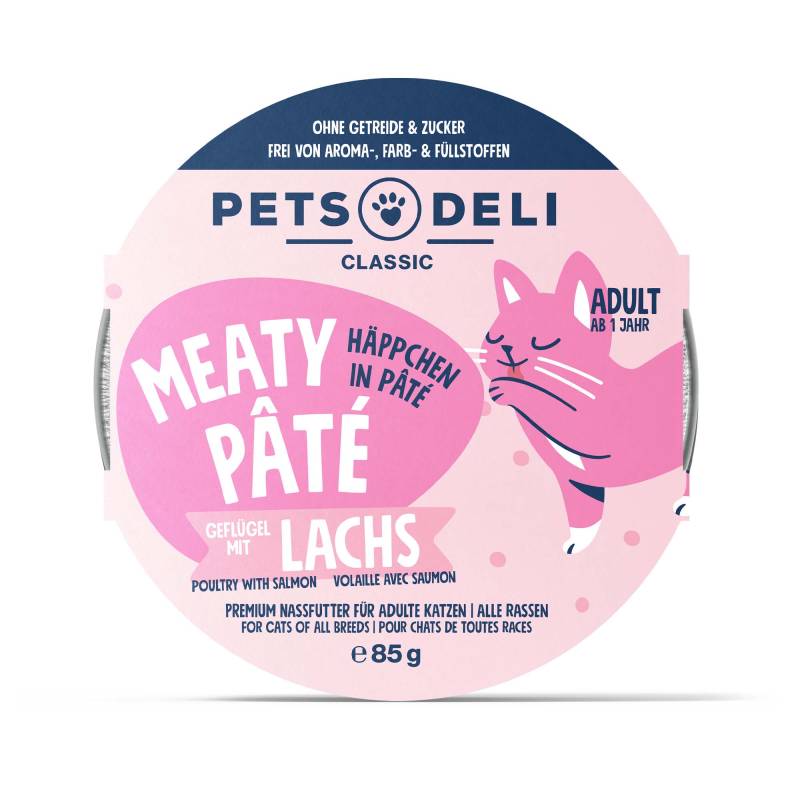 Nassfutter "Feinschmecker Pâté" mit Lachs - 85g / 12er Pack von Pets Deli