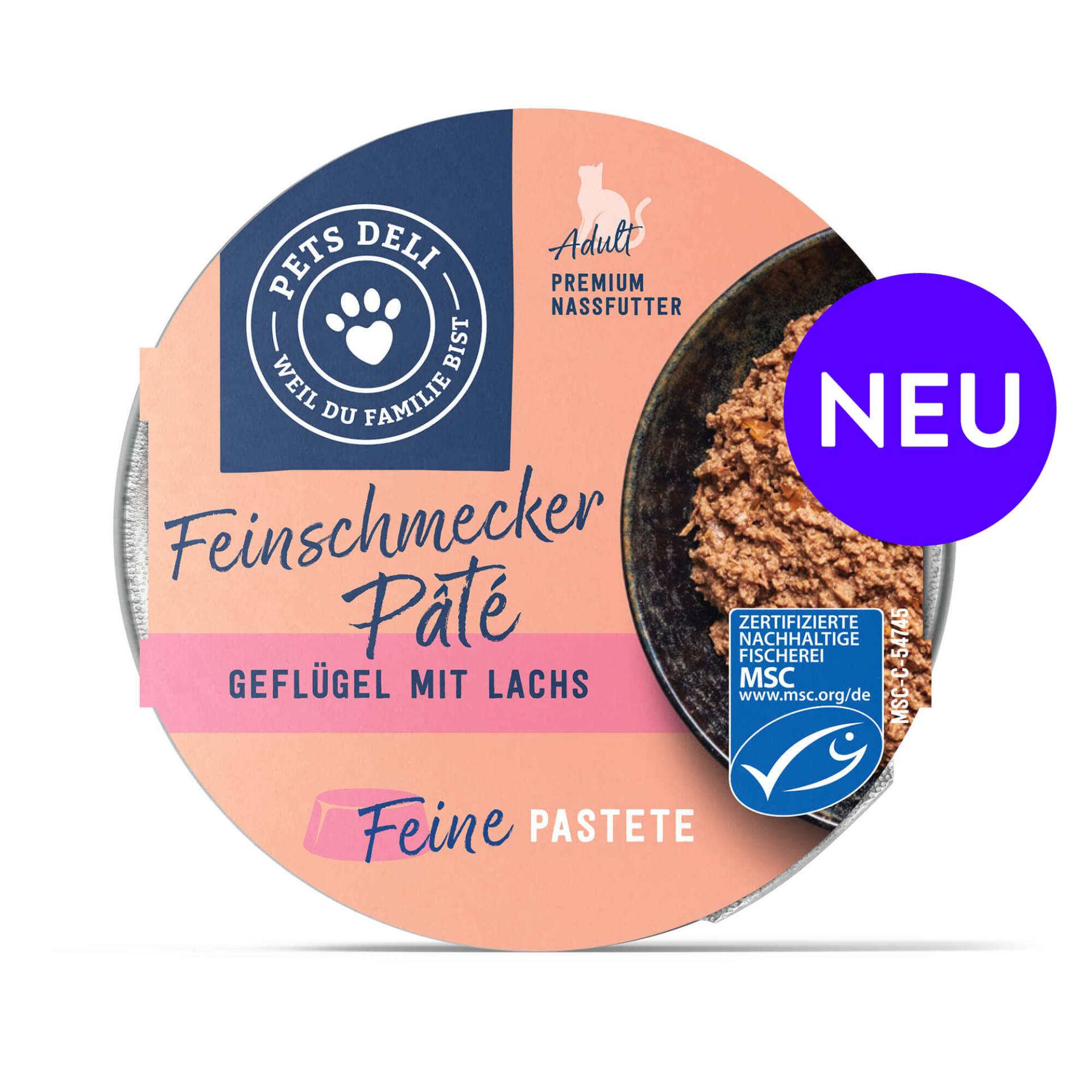 Nassfutter "Feinschmecker Pâté" mit Lachs - 85g / Einzeldose von Pets Deli