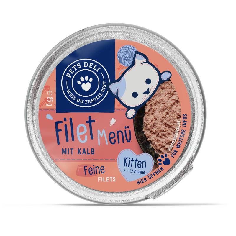 Nassfutter Junior Filet Menü mit Kalb für Katzen - 85g / Einzeldose von Pets Deli