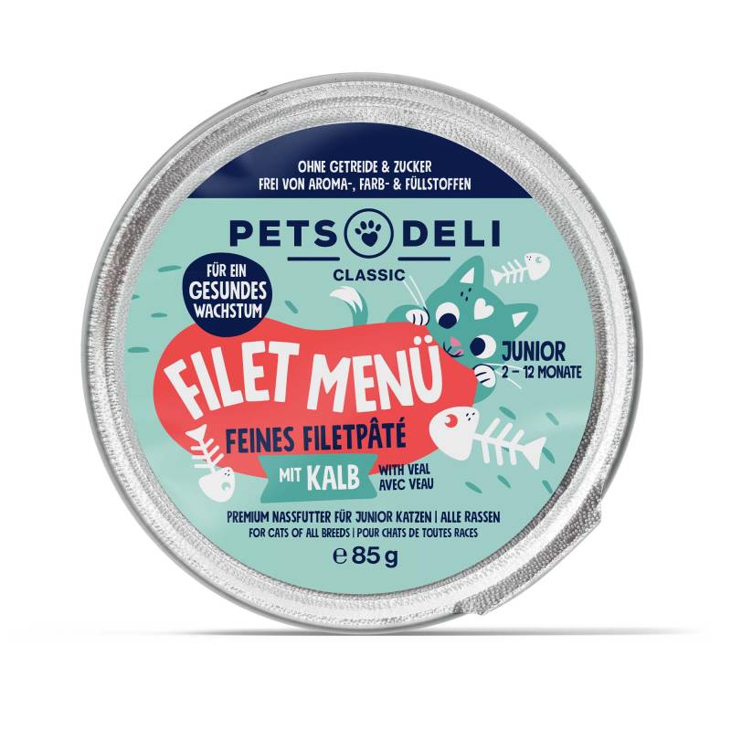 Nassfutter Junior Filet Menü mit Kalb für Katzen - 85g / Einzeldose von Pets Deli