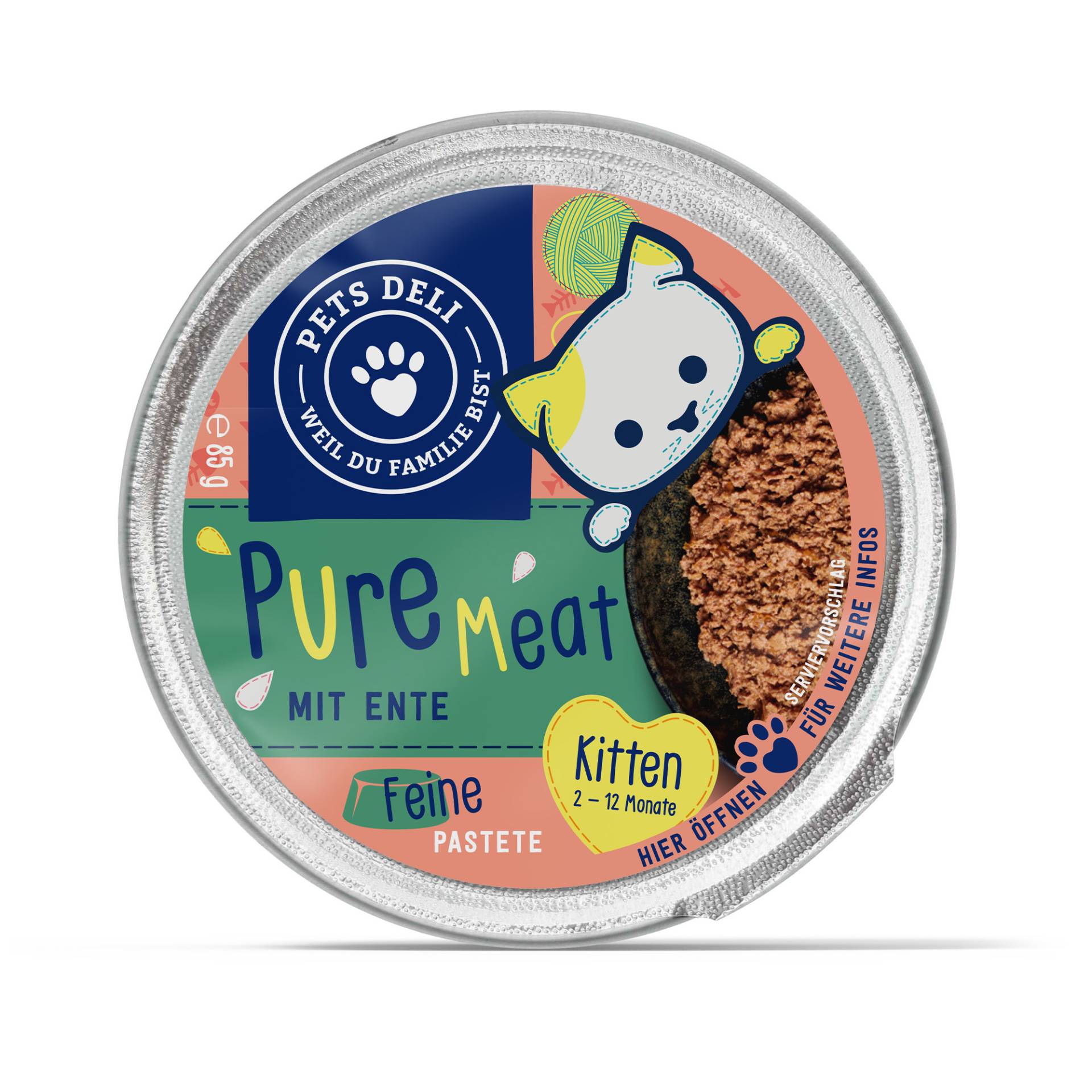 Nassfutter Junior Pure Meat mit Ente für Katzen - 85g / 12er Pack von Pets Deli