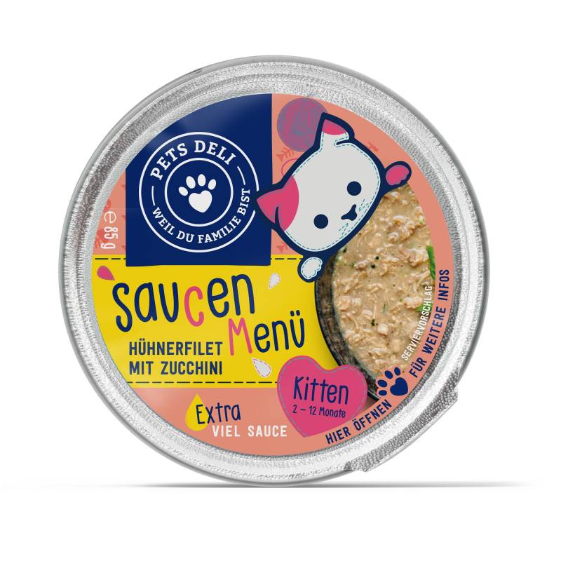 Nassfutter Saucen Menü Huhn für Katzen - 85g  / 12er Pack ✓ getreidefrei & zuckerfrei ✓ Kitten von Pets Deli von Pets Deli