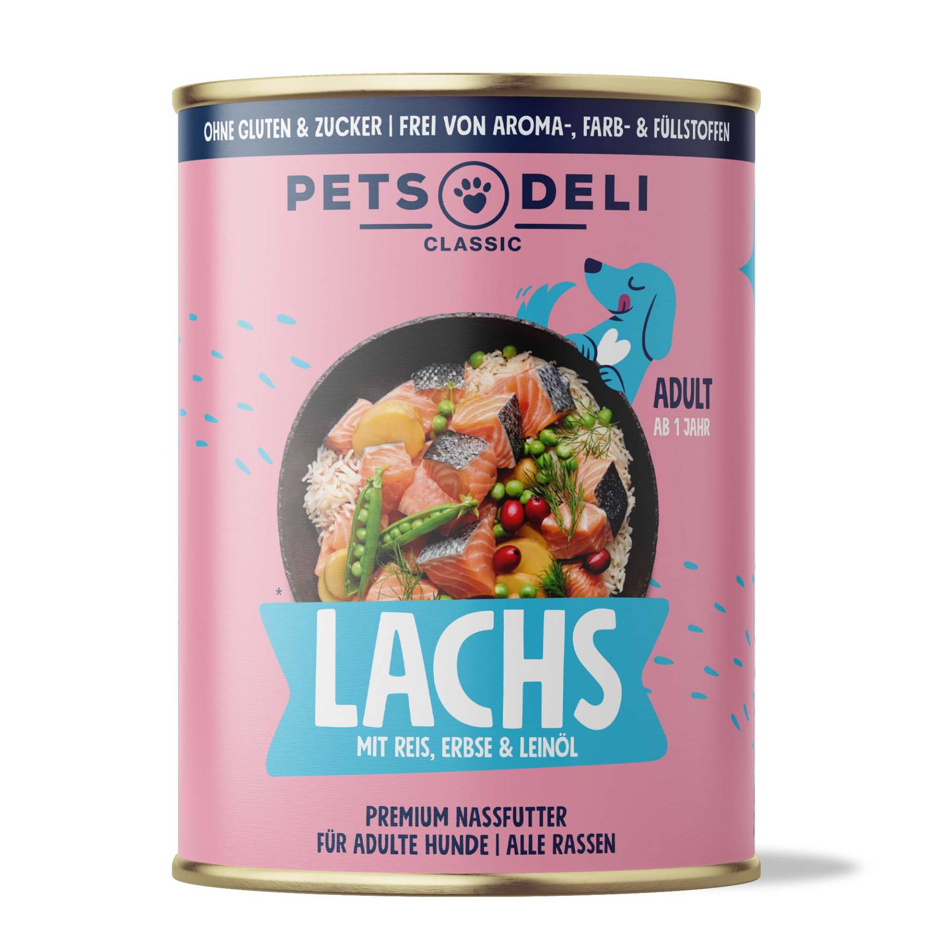 Nassfutter Lachs für Hunde - 190g / 6er Pack ✓ getreidefrei & zuckerfrei ✓ Adult von Pets Deli von Pets Deli