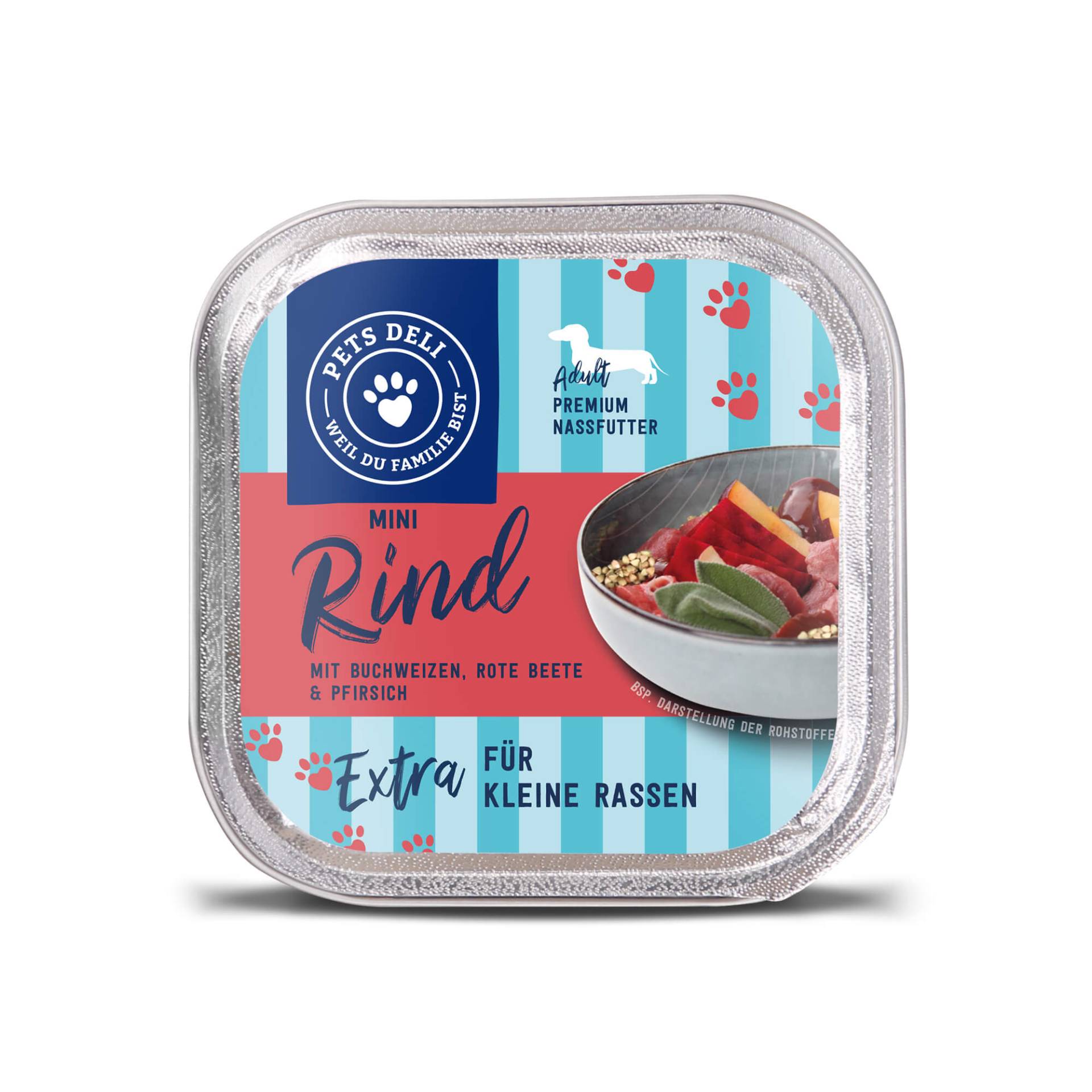 Nassfutter Mini Rind mit Buchweizen, Rote Beete, Pfirsich und Salbei für Hunde - 100g / Einzeldose Nassfutter Mini Rind mit Buchweizen, Rote Beete, Pfirsich und Salbei für Hunde - 100g / Einzeldose von Pets Deli