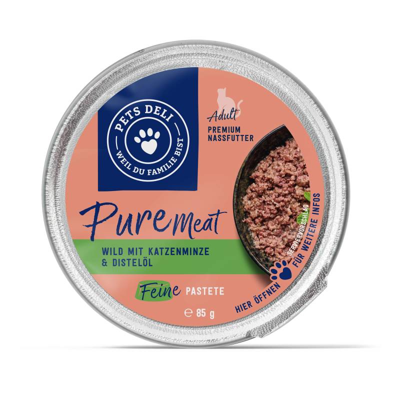 Nassfutter "Pure Meat" Wild mit Katzenminze - 400g / 6er Pack von Pets Deli