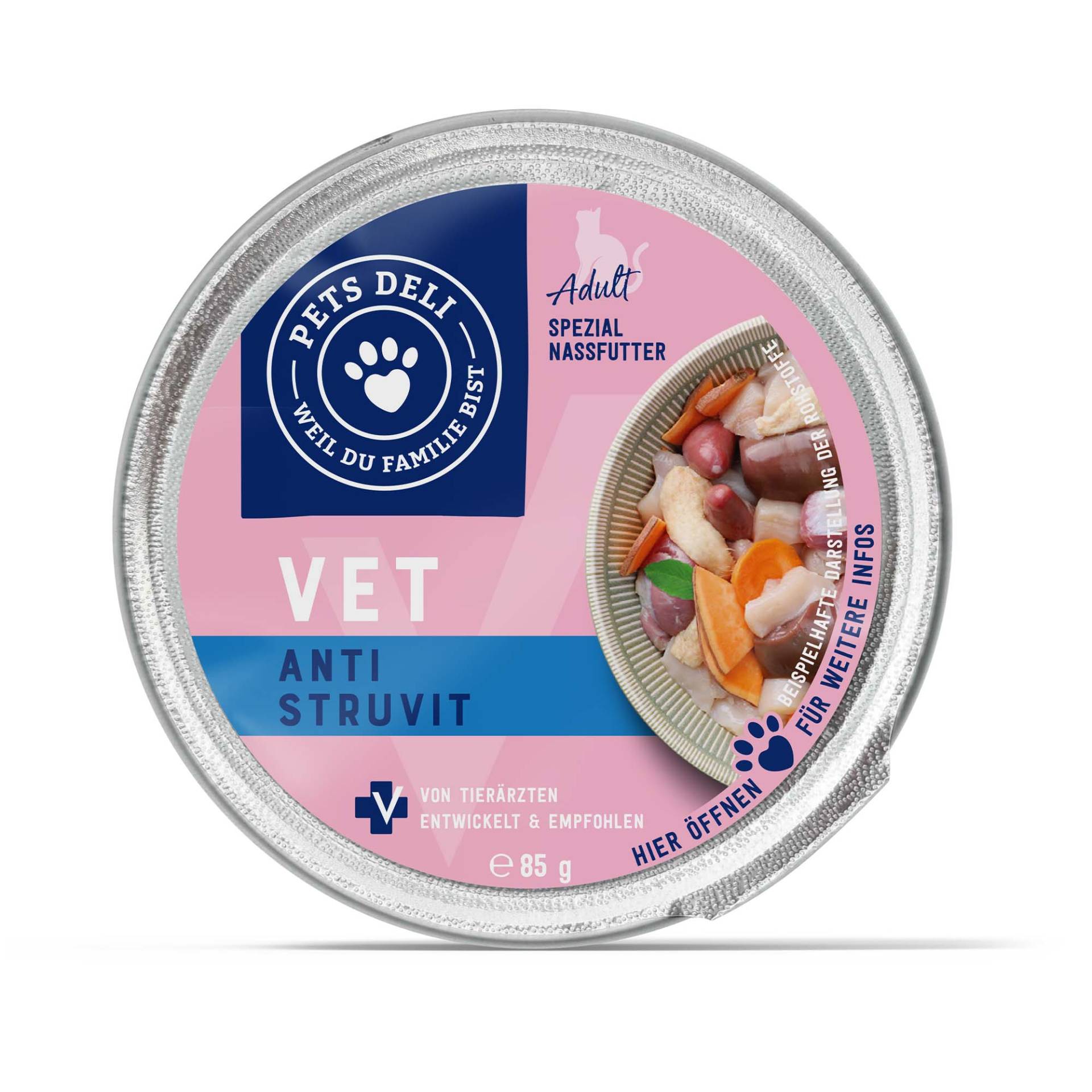 Nassfutter VET Anti Struvit für Katzen - 85g / Einzeldose von Pets Deli