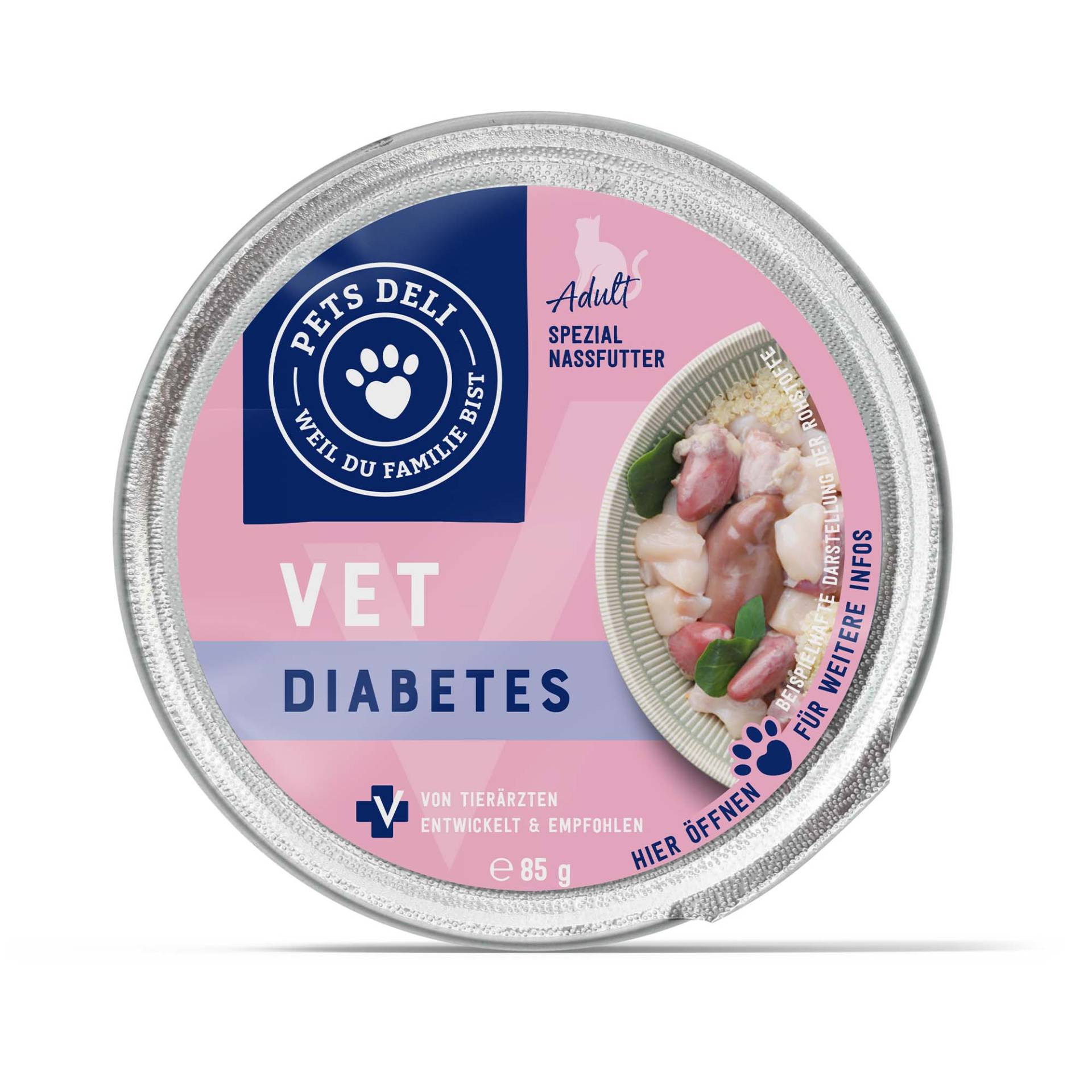 Nassfutter VET Diabetes für Katzen - 85g / Einzeldose von Pets Deli