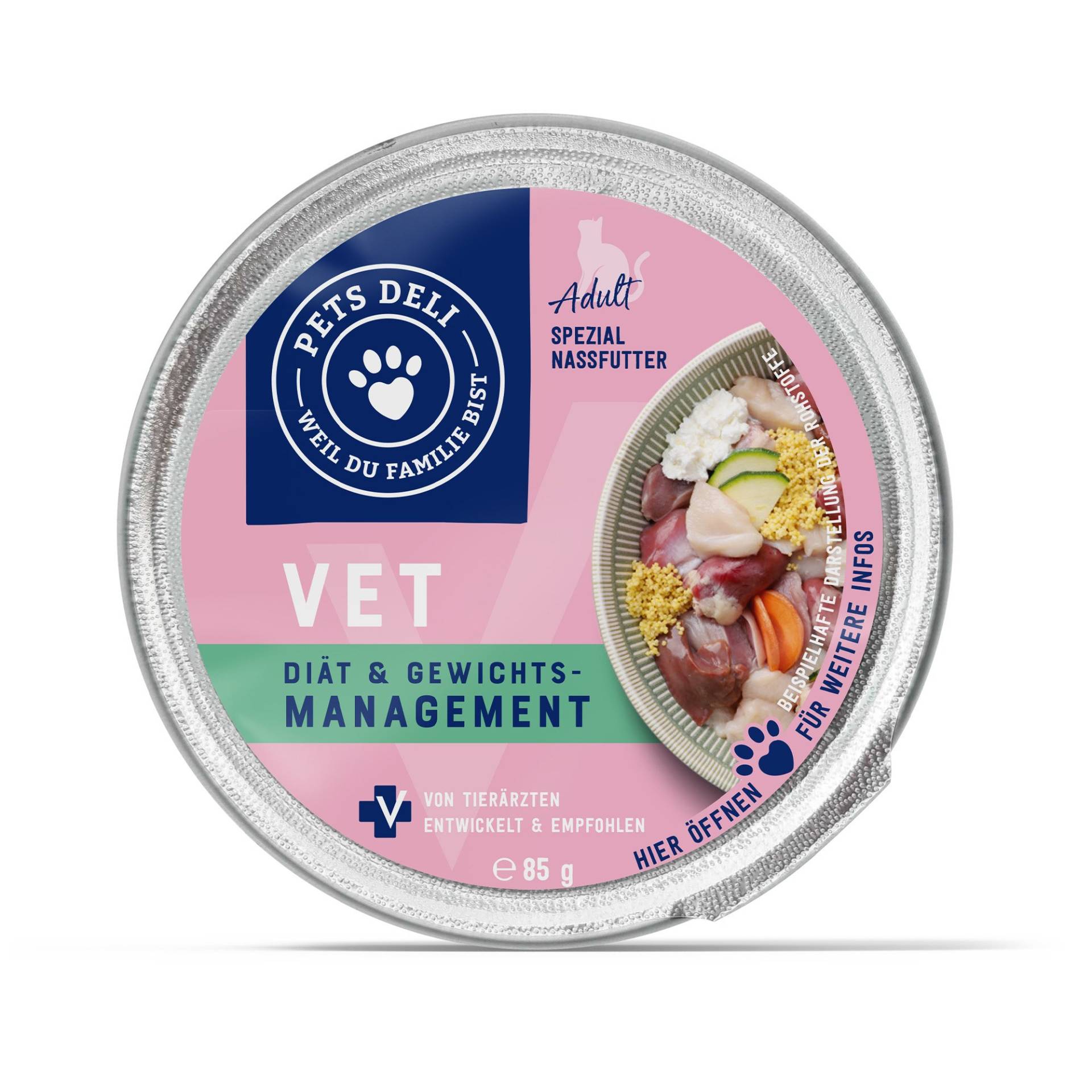 Nassfutter VET Diät & Gewichtsmanagement für Katzen - 85g / Einzeldose von Pets Deli