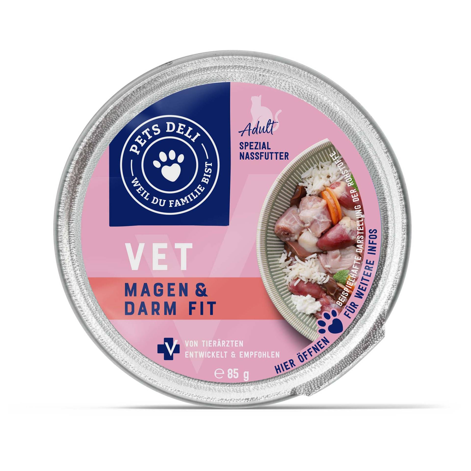 Nassfutter VET Magen & Darm Fit für Katzen - 85g / Einzeldose von Pets Deli