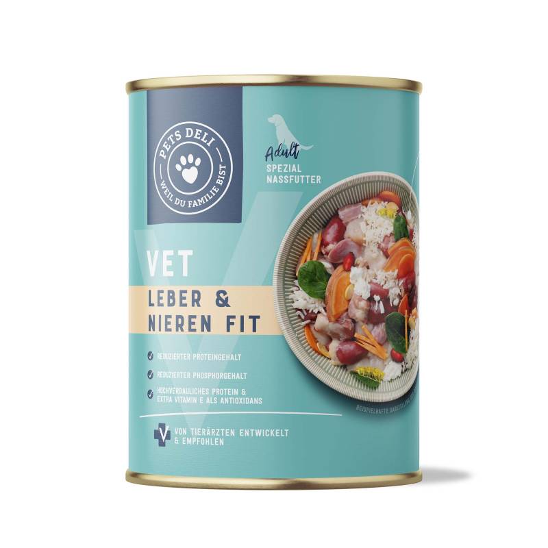 Nassfutter VET Nieren & Leber Fit für Hunde - 400g / 6er Pack von Pets Deli