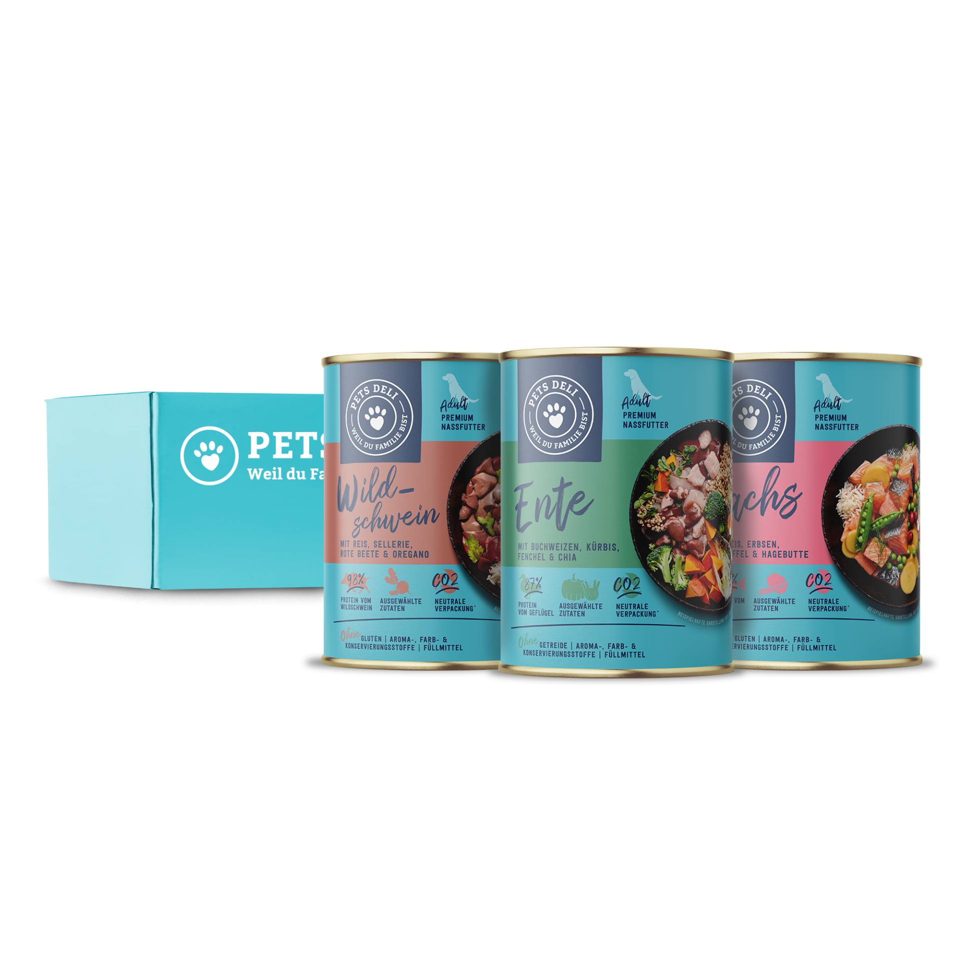 Nassfutter Vorratspaket Classic für Hunde Mix Fluss und Wald - 24x800g/12x750g Nassfutter Vorratspaket Classic für Hunde Mix Fluss und Wald - 24x800g/12x750g von Pets Deli