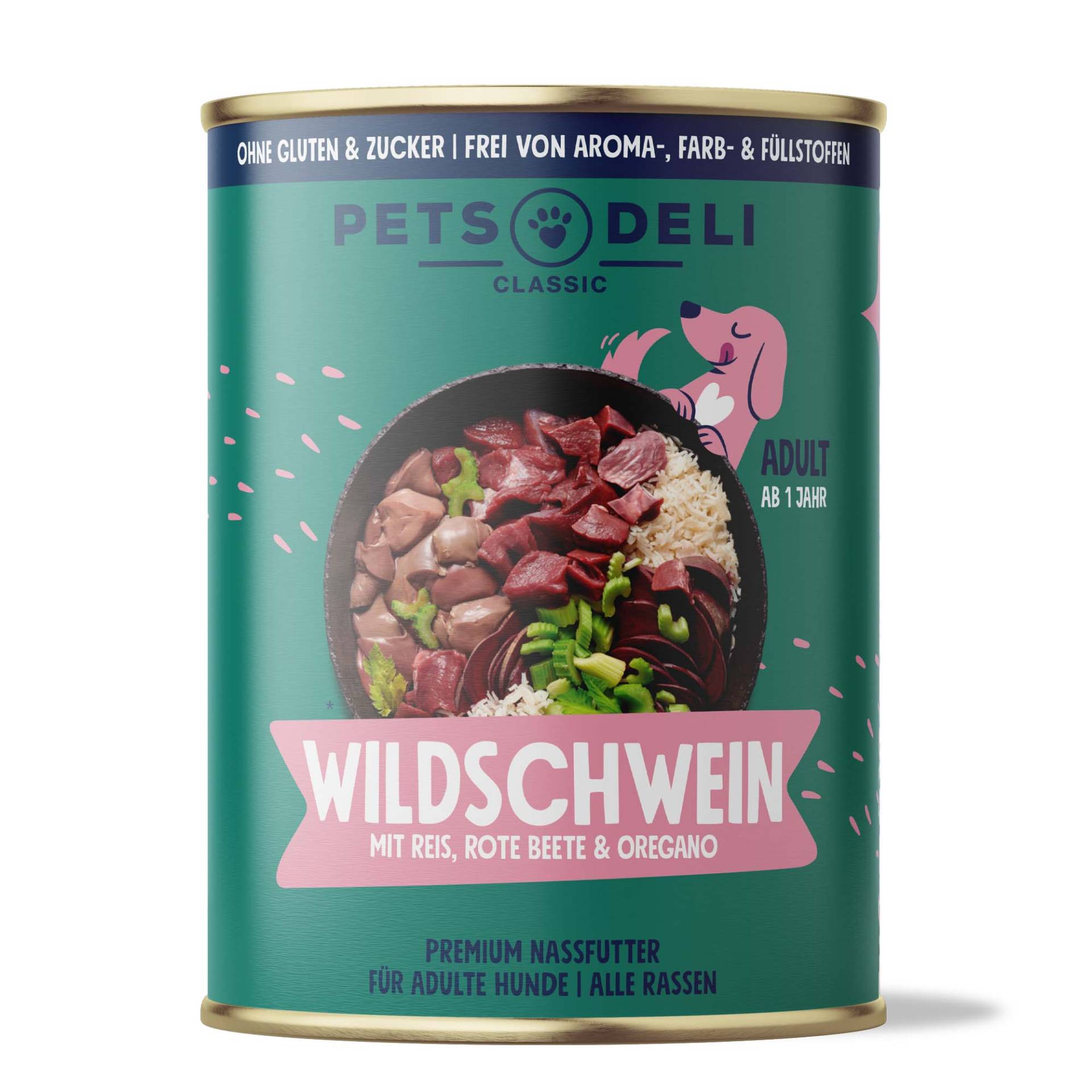 Nassfutter Wildschwein für Hunde - 400g / 6er Pack ✓ getreidefrei & zuckerfrei ✓ Adult von Pets Deli von Pets Deli