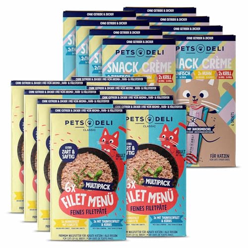 Pets Deli Bundle für Katzen mit Filet Menü Nassfutter Multipack und Cremesnack Multipack 1020g Pets Deli Bundle für Katzen mit Filet Menü Nassfutter Multipack und Cremesnack Multipack 1020g von Pets Deli