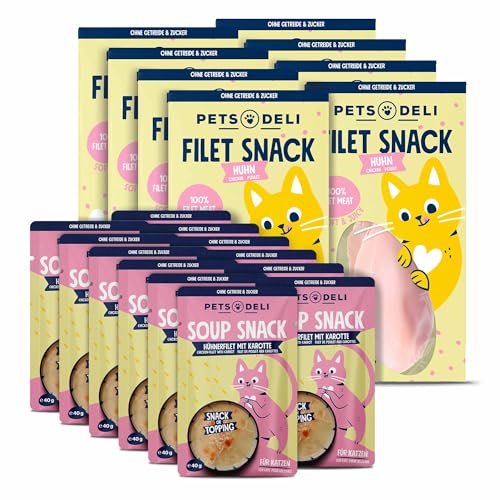 Pets Deli Bundle für Katzen mit Suppensnack und Filetsnack in der Sorte Huhn 780g Pets Deli Bundle für Katzen mit Suppensnack und Filetsnack in der Sorte Huhn 780g von Pets Deli