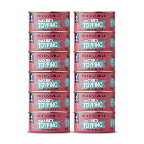 Pets Deli Fancy Filet Topping Rind in Sauce für wählerische Hunde als Ergänzung zum Futter 12x70g von Pets Deli