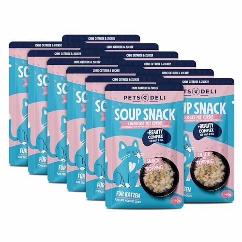 Pets Deli Katzensuppe Lachs – Getreidefrei mit Haut- & Fell-Komplex für glänzendes Fell – 12 x 40g Pets Deli Katzensuppe Lachs – Getreidefrei mit Haut- & Fell-Komplex für glänzendes Fell – 12 x 40g von Pets Deli