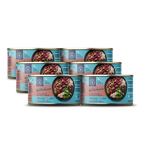 Pets Deli Nassfutter für Hunde mit Wildschwein mit Reis, Sellerie, Rote Bete und Oregano ohne Zucker und Gluten 6 x 200g von Pets Deli