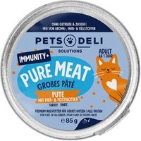 Pets Deli Pure Meat Nassfutter Katze Adult, Immunity+ Pute mit Prä- & Postbiotika 12x85g von Pets Deli