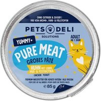Pets Deli Pure Meat Nassfutter Katze Adult, Yummy+ Huhn mit Leber 12x85g von Pets Deli
