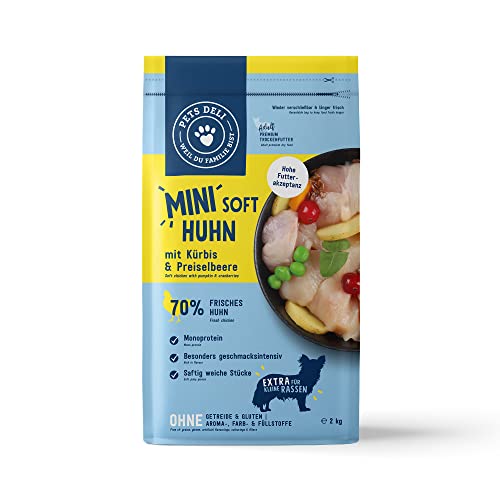 Pets Deli Soft Trockenfutter für kleine Hunderassen mit Huhn, Kürbis & Preiselbeere ohne Zucker und Gluten 2kg von Pets Deli