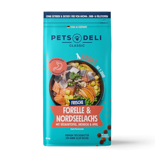 Pets Deli Trockenfutter für Hunde Forelle & Nordseelachs mit Süßkartoffel, Brokkoli & Apfel - ohne Zucker und Gluten, 6kg von Pets Deli