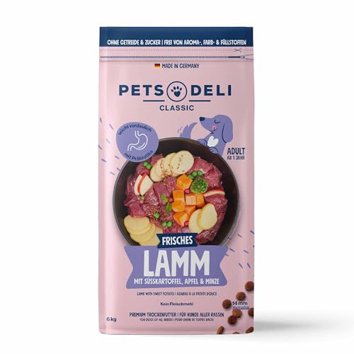 Pets Deli Trockenfutter für Hunde Lamm mit Süßkartoffel und Minze - ohne Zucker und Gluten, 6kg von Pets Deli