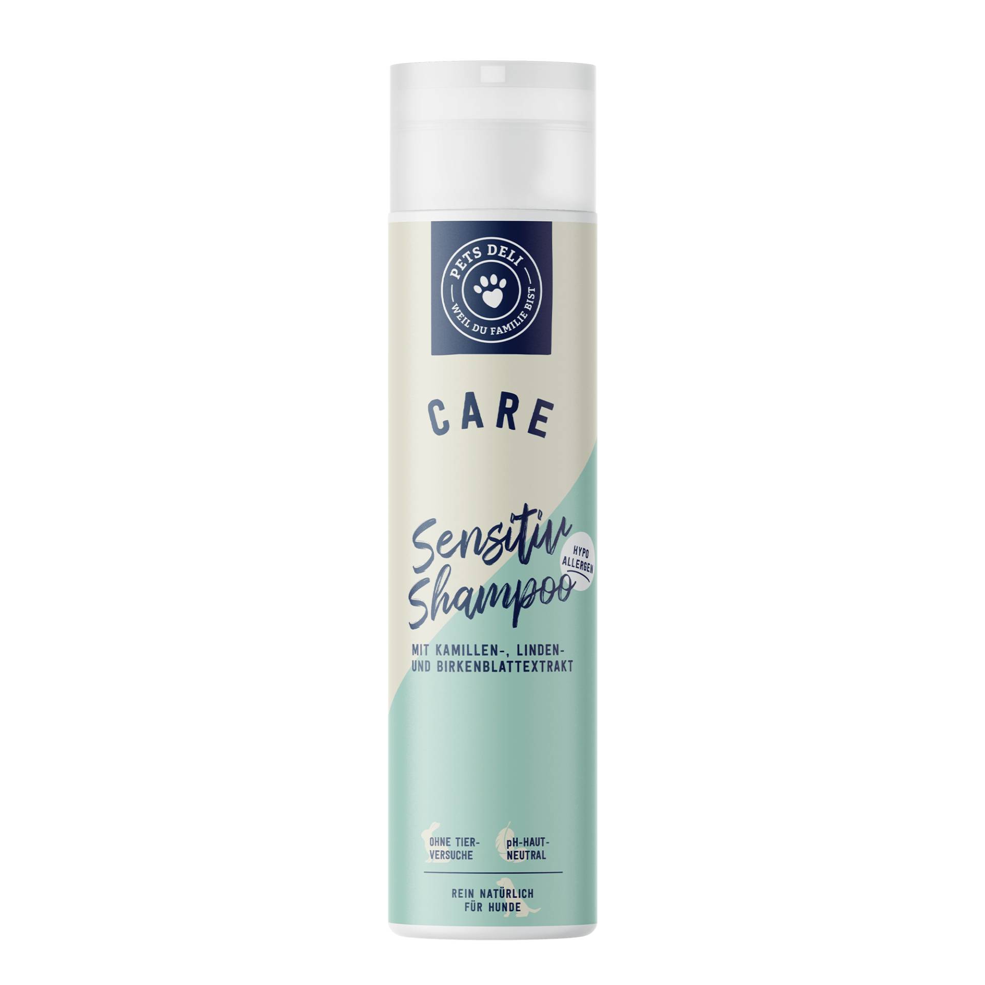 Pflegemittel Care Shampoo Sensitiv mit Kamille, Winterlinde und Birkenblattextrakt für Hunde - 250ml von Pets Deli