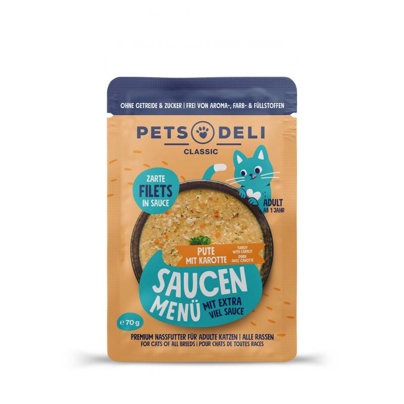 Nassfutter Saucen Menü Putenfilet für Katzen - 70g / 12er Pack ✓ getreidefrei & zuckerfrei ✓ Adult von Pets Deli von Pets Deli