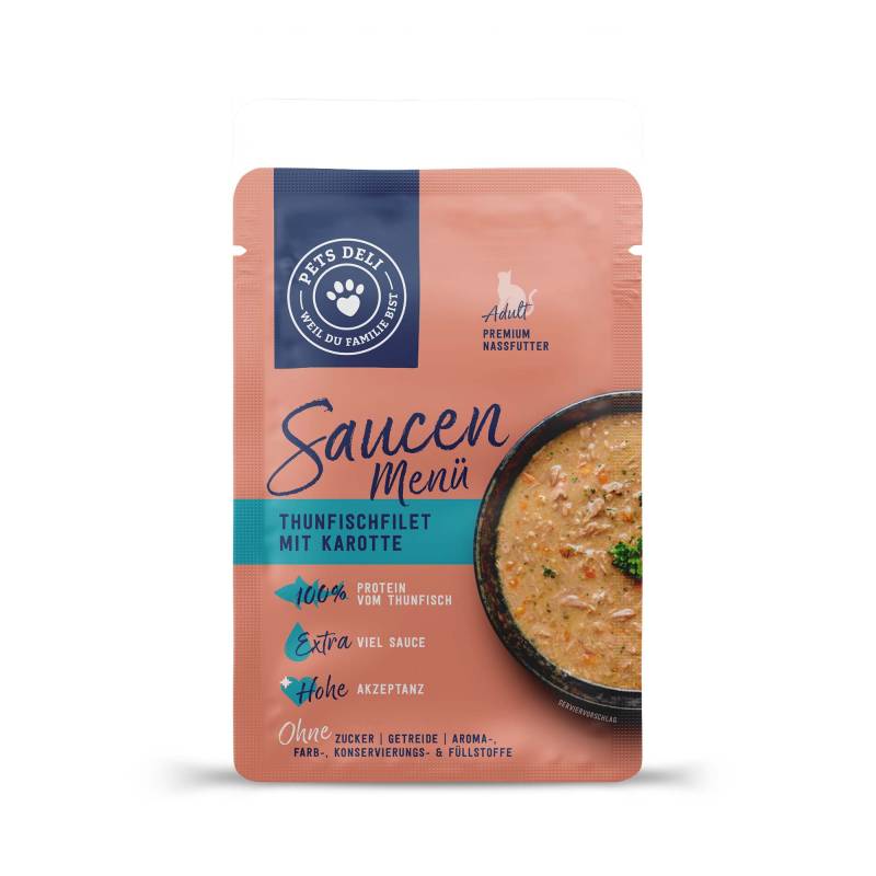 Nassfutter Saucen Menü Thunfischfilet für Katzen - 70g ✓ getreidefrei & zuckerfrei ✓ Adult von Pets Deli von Pets Deli