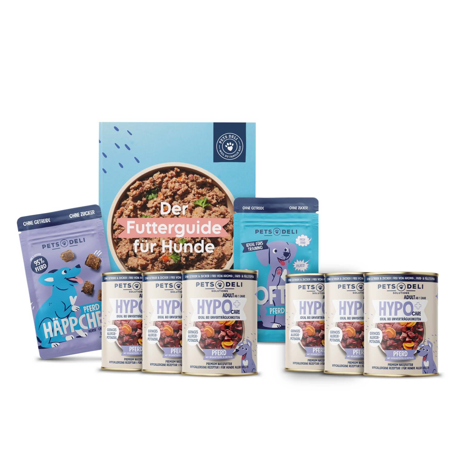 Probierpaket Sensitiv Pferd mit Futterguide - 6 x 400g / 2 x 90g Probierpaket Sensitiv Pferd mit Futterguide - 6 x 400g / 2 x 90g von Pets Deli