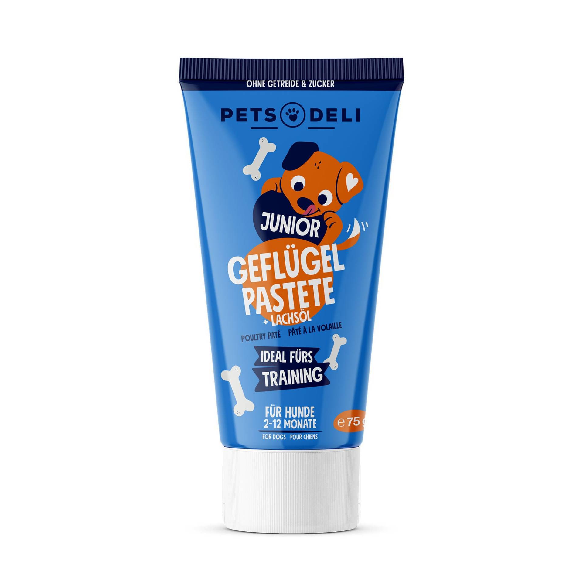 Snack Junior Geflügelpastete mit Lachsöl für Hunde - 4x75g von Pets Deli