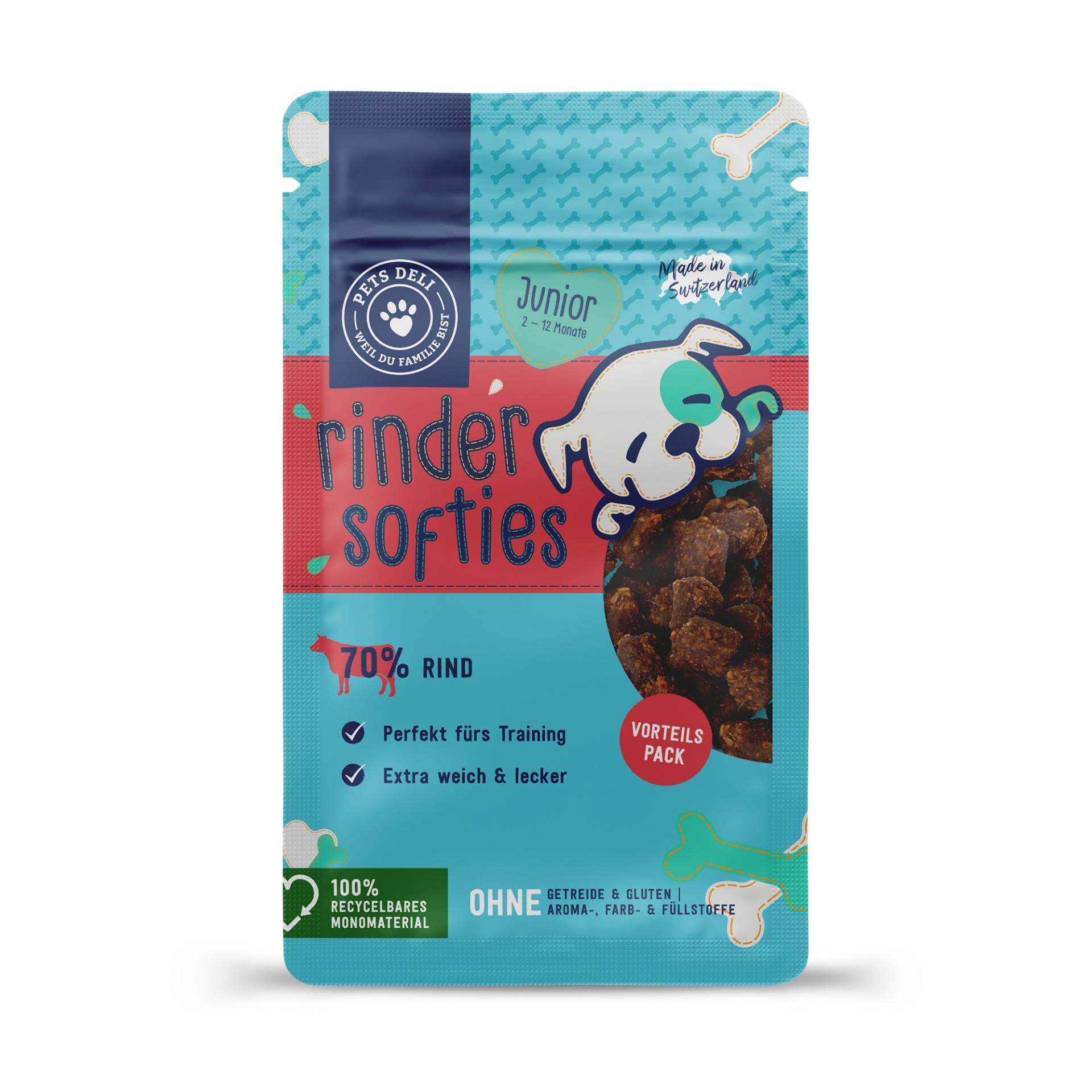 Snack Junior Softies Rind für Hunde - 200g von Pets Deli