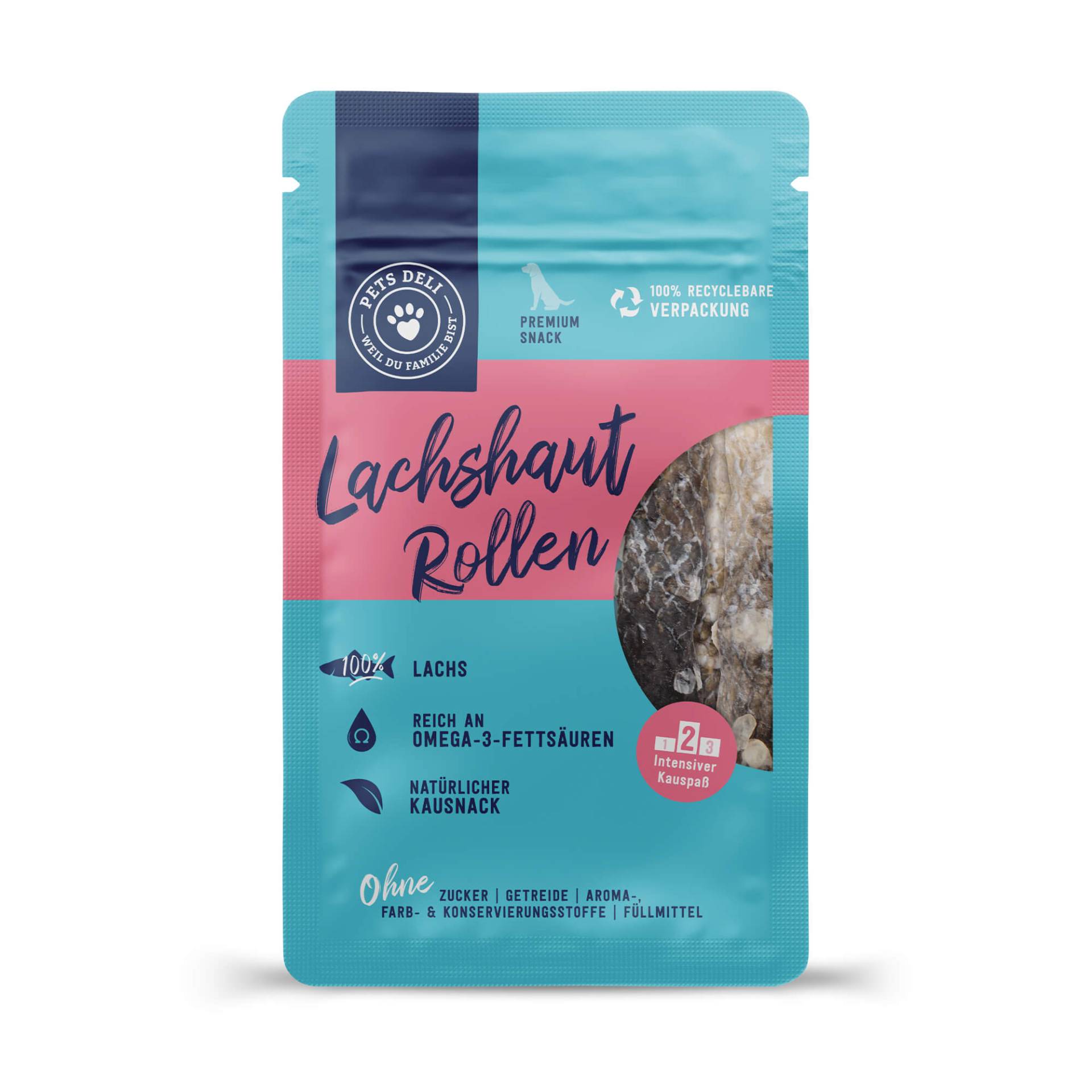 Snacks Lachshautrollen für Hunde - 90g / 5er Pack von Pets Deli