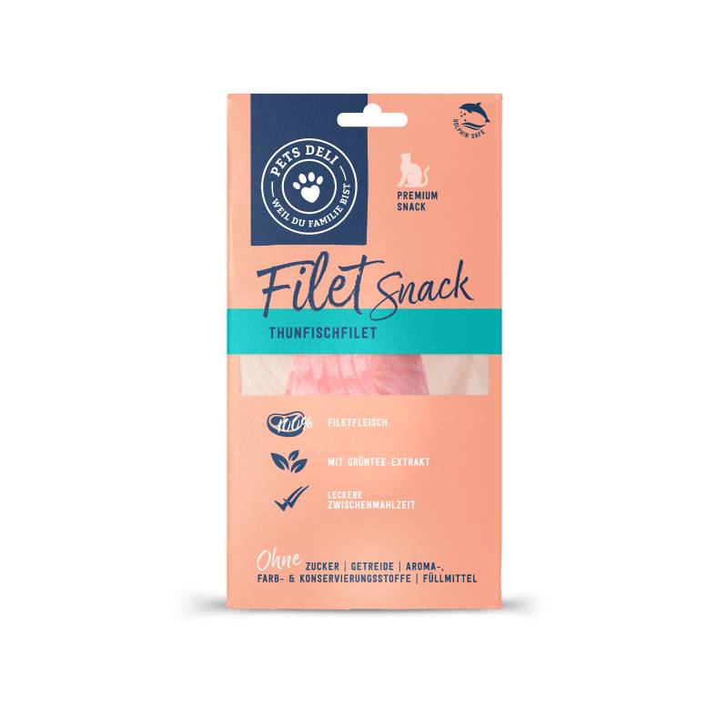 Snacks für Katzen - Filetsnack Thunfischfilet - Im eigenen Saft - 25g von Pets Deli von Pets Deli