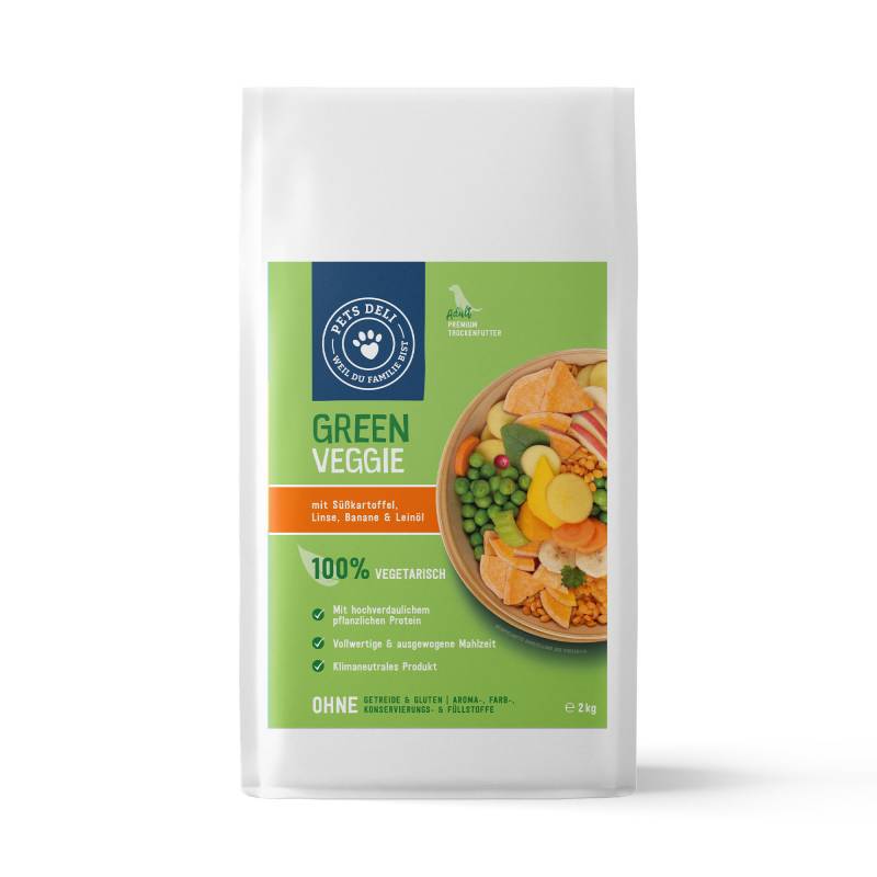 Trockenfutter Green Veggie mit Süßkartoffel, Linse, Banane & Leinöl für Hunde - 4kg von Pets Deli