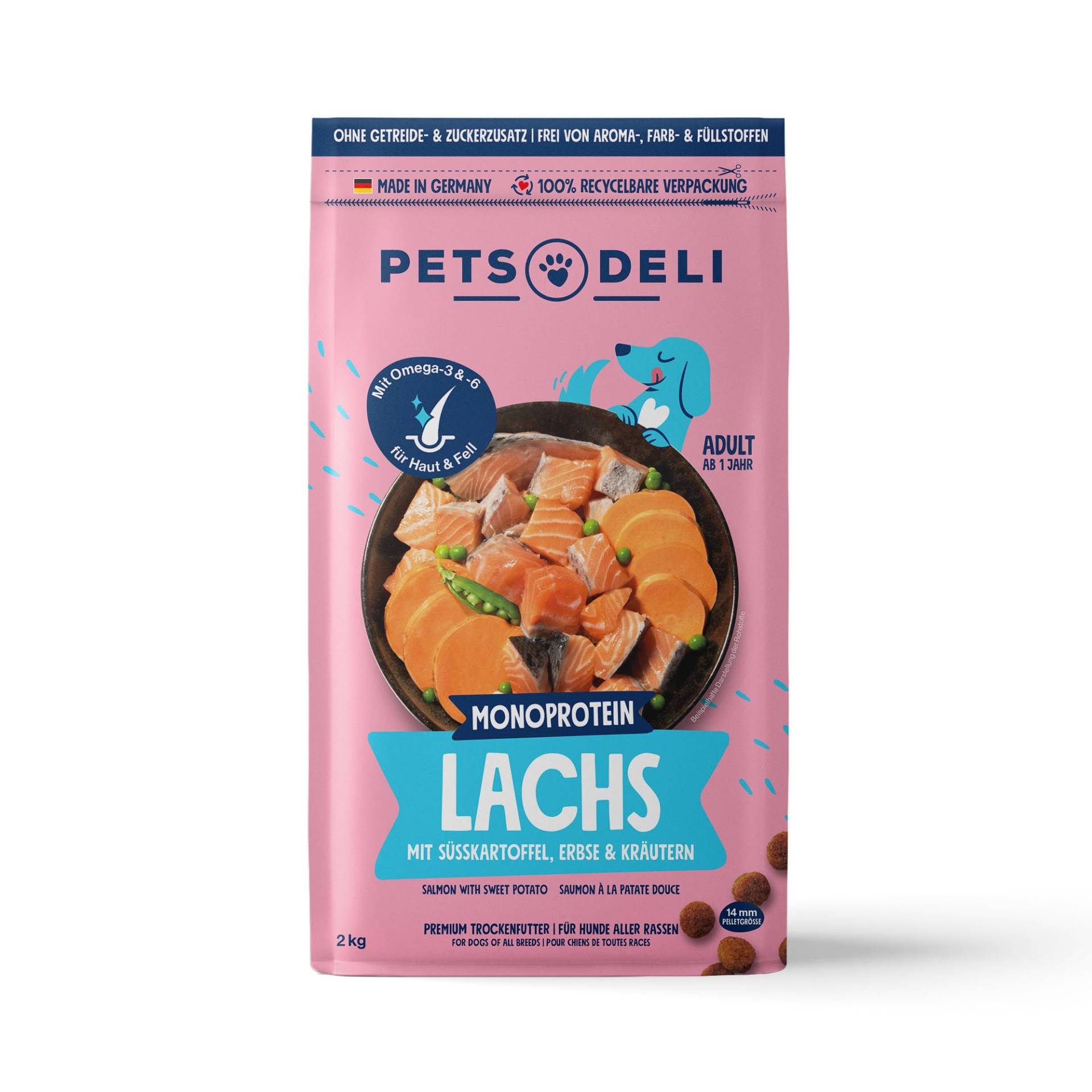Trockenfutter Lachs mit Süßkartoffel & Kräutern für Hunde - 6kg von Pets Deli